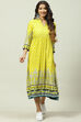 Lemon Cotton Flared Yarndyed Kurta Dress image number 0