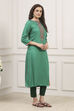 Blue Rayon Printed Straight Kurta image number 4