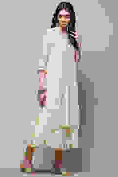 Ecru Polyester Tiered Kurta image number 4