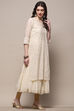 Ecru Polyester Tiered Kurta image number 4