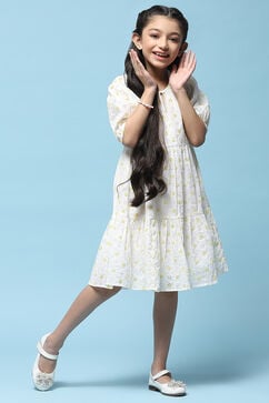 White Cotton Tired Dress image number 4