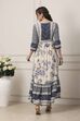 Blue Floral Printed Flared Maxi Dress image number 3