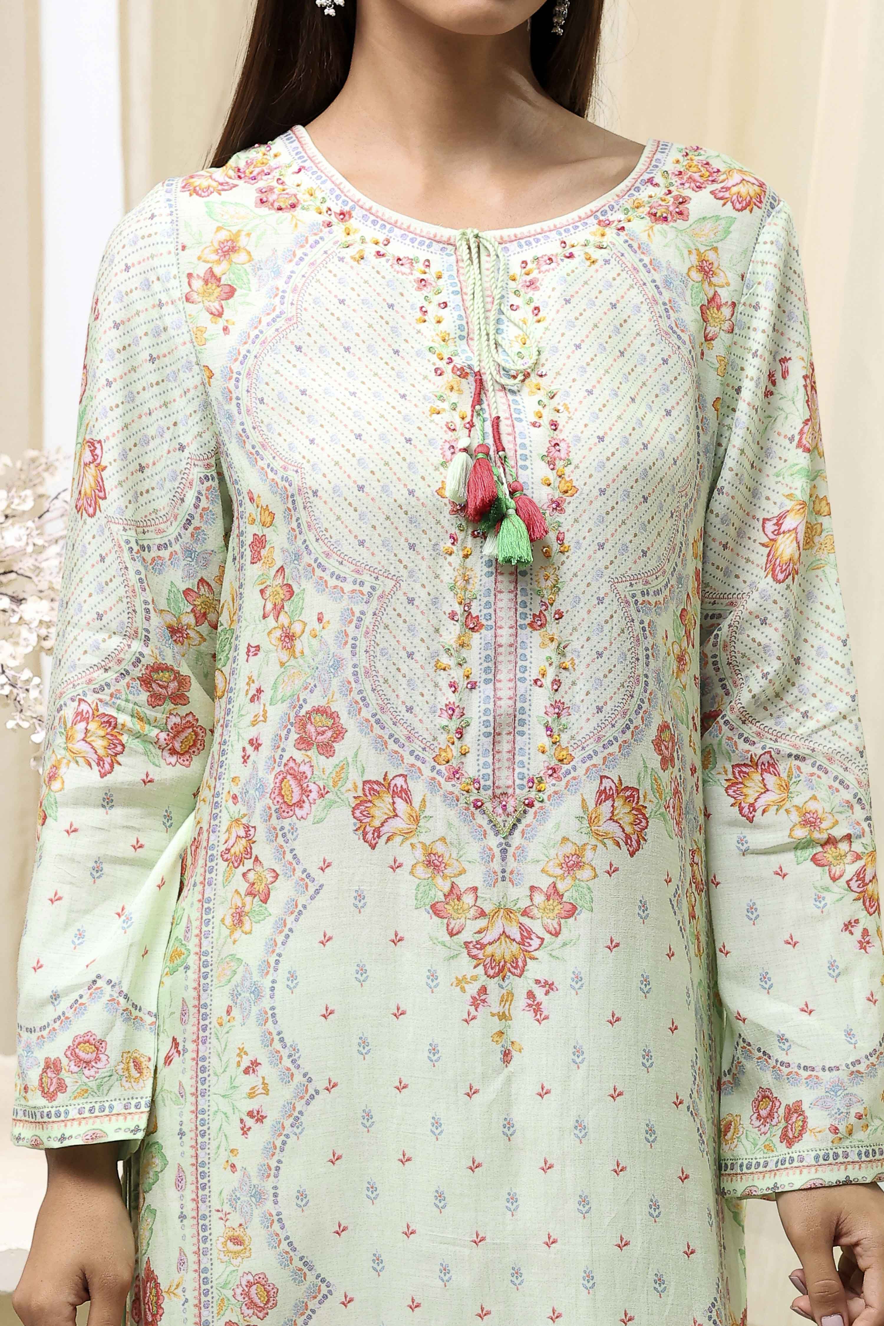 Purple Modal Blend Straight Suit Set image number 1