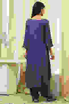 Blue Printed Asymmetric Suit Set image number 5