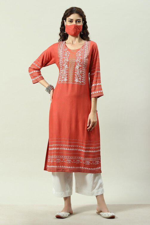 Pink Rayon Straight Kurta Palazzo Suit Set image number 0