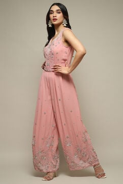 Power Pink Viscose Straight Embroidered Dress image number 2