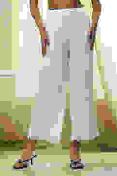 Off-White Viscose Solid Straight Palazzo image number 5