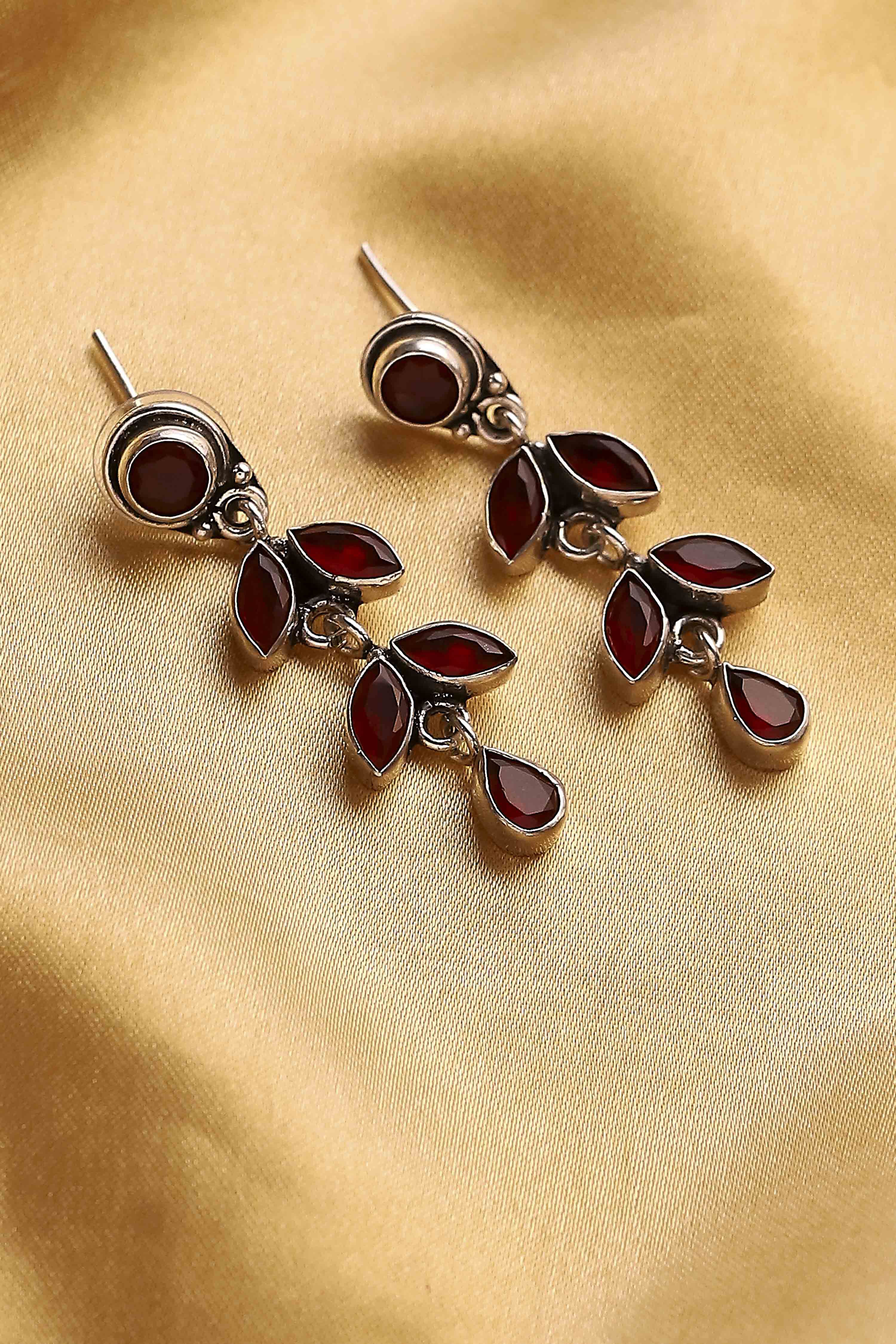 Red Stone Embellished Earrings image number 0
