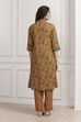 Mustard Yellow Cotton Printed Kurta Set image number 4