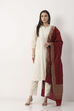 Maroon White Art Silk Dupatta image number 3