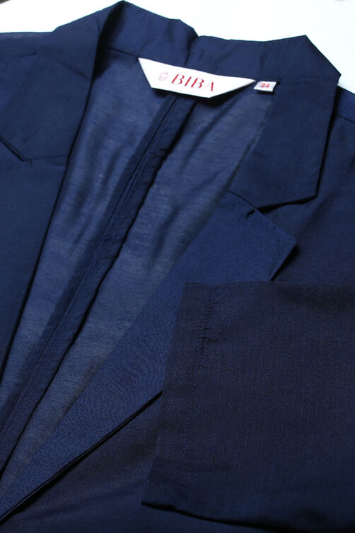 Navy Cotton Straight Kurta Palazzo Suit Set image number 1