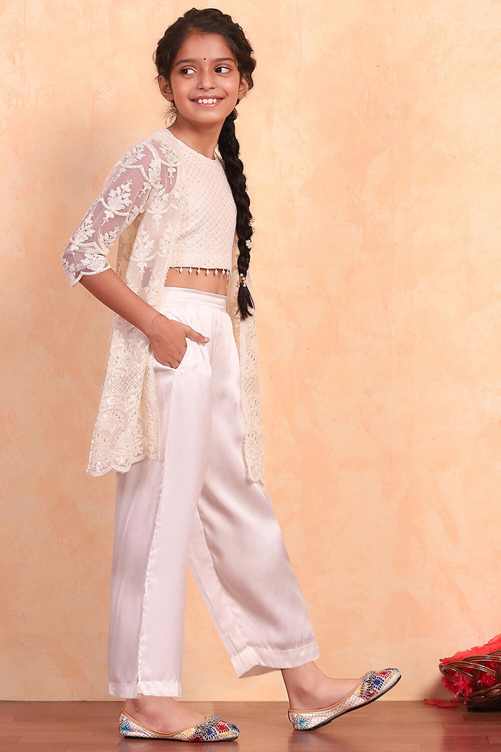 Ivory Viscose Blend Straight Kurta Set image number 5