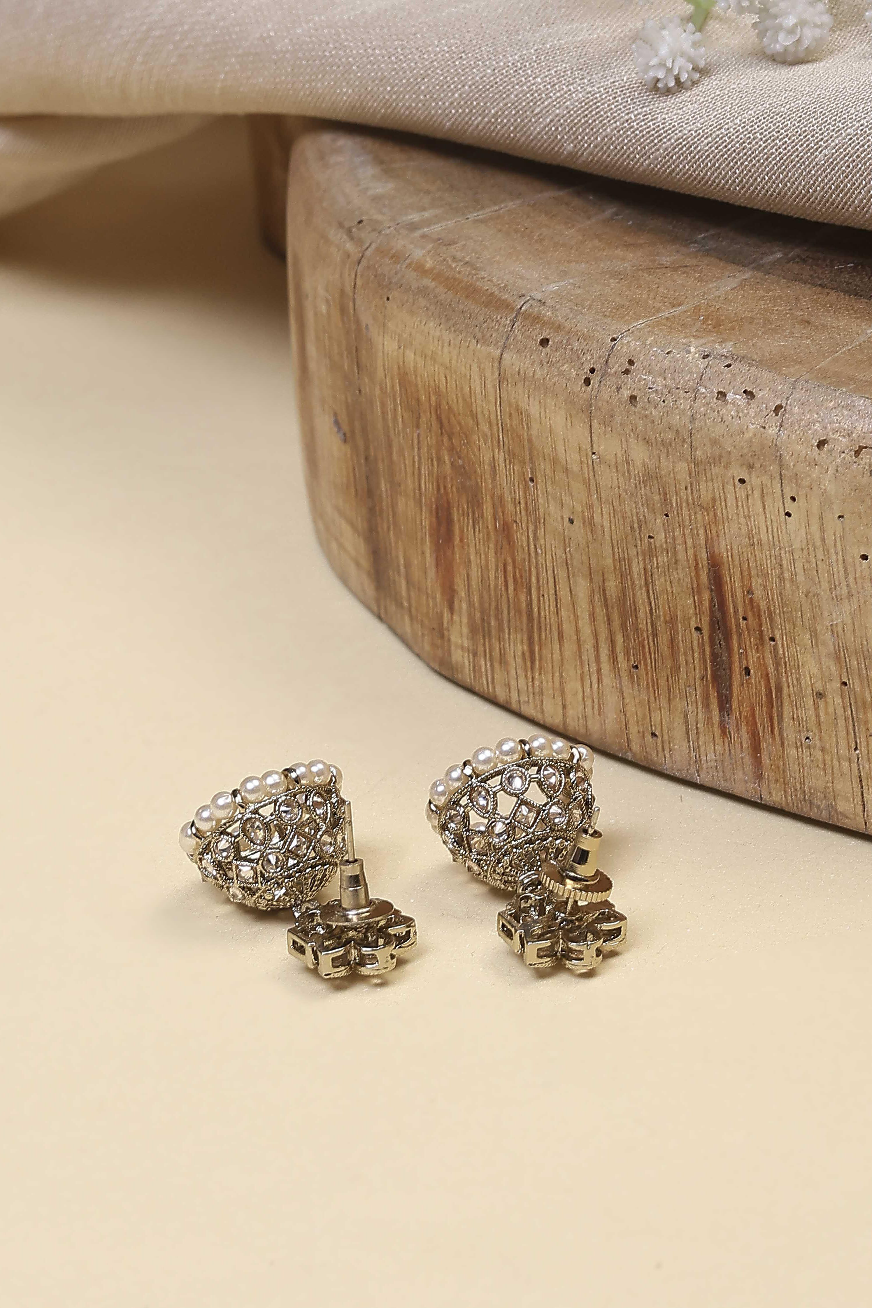 White Pearl Embellished Earrings image number 2