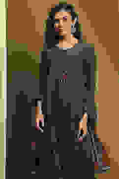 Dark Green Cotton Solid A-Line Suit Set image number 7