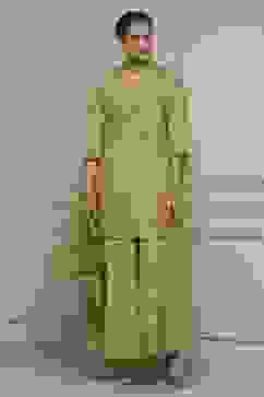 Green Cotton Metallic Pattern Sharara Suit Set image number 0