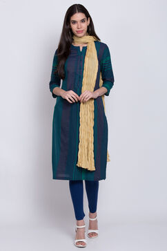 Beige Cotton Solid Dupatta image number 0