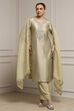 Light Green Viscose Blend Straight Dyed Suit Set image number 0