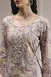 Purple Cotton Printed Embroidered Unstitched Suit Set image number 3
