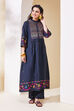 Black Cotton Straight Kurta Pants Set image number 6