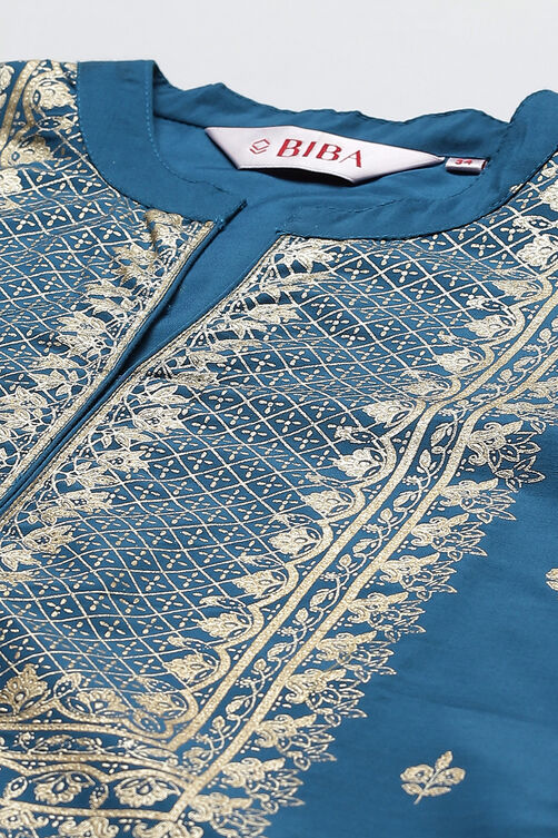 Black Art Silk Straight Printed Kurta image number 1