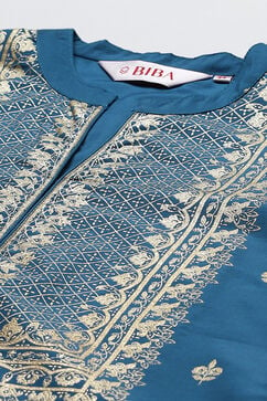 Blue Art Silk Straight Kurta image number 1