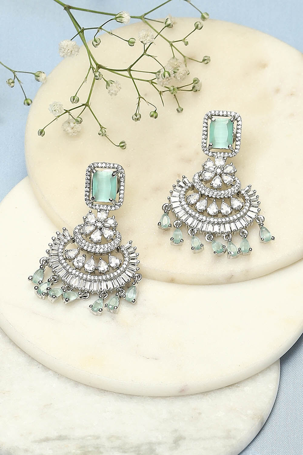 Mint Green Brass Earrings image number 0