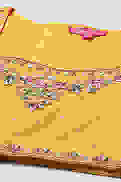 Yellow & Pink Polyester Embroidered Suit Set image number 1