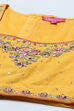 Yellow & Pink Polyester Embroidered Suit Set