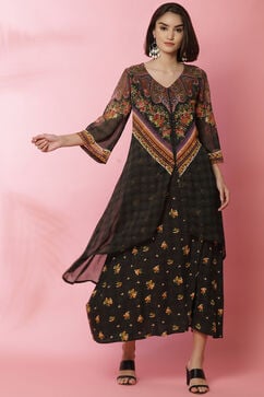 Black Art Silk Fusion Dress image number 0