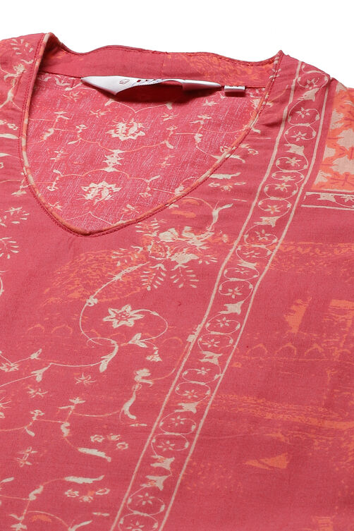 Fuchsia Cotton Straight Kurta image number 1