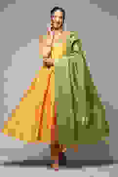 Mustard Poly Viscose Anarkali Kurta Churidar Suit Set image number 0