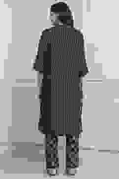 Navy Poly Viscose Printed Kurta Set image number 4