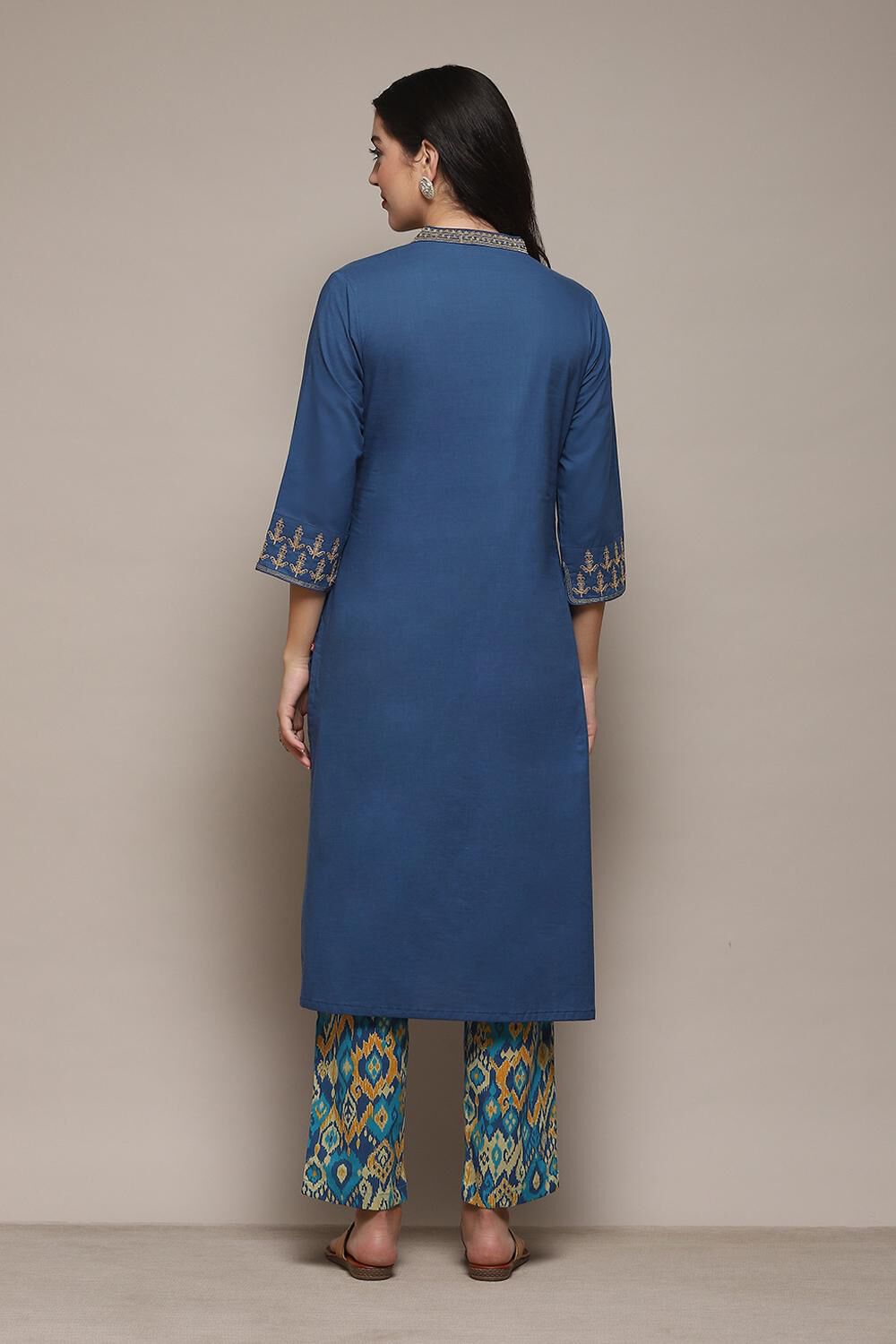 Coral Cotton Straight Kurta Pant Suit Set image number 5