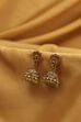 Green Gold-Plated Brass Studded Jhumkas image number 2