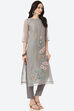 Grey Upada Silk Easy Stitch Suit Set image number 5