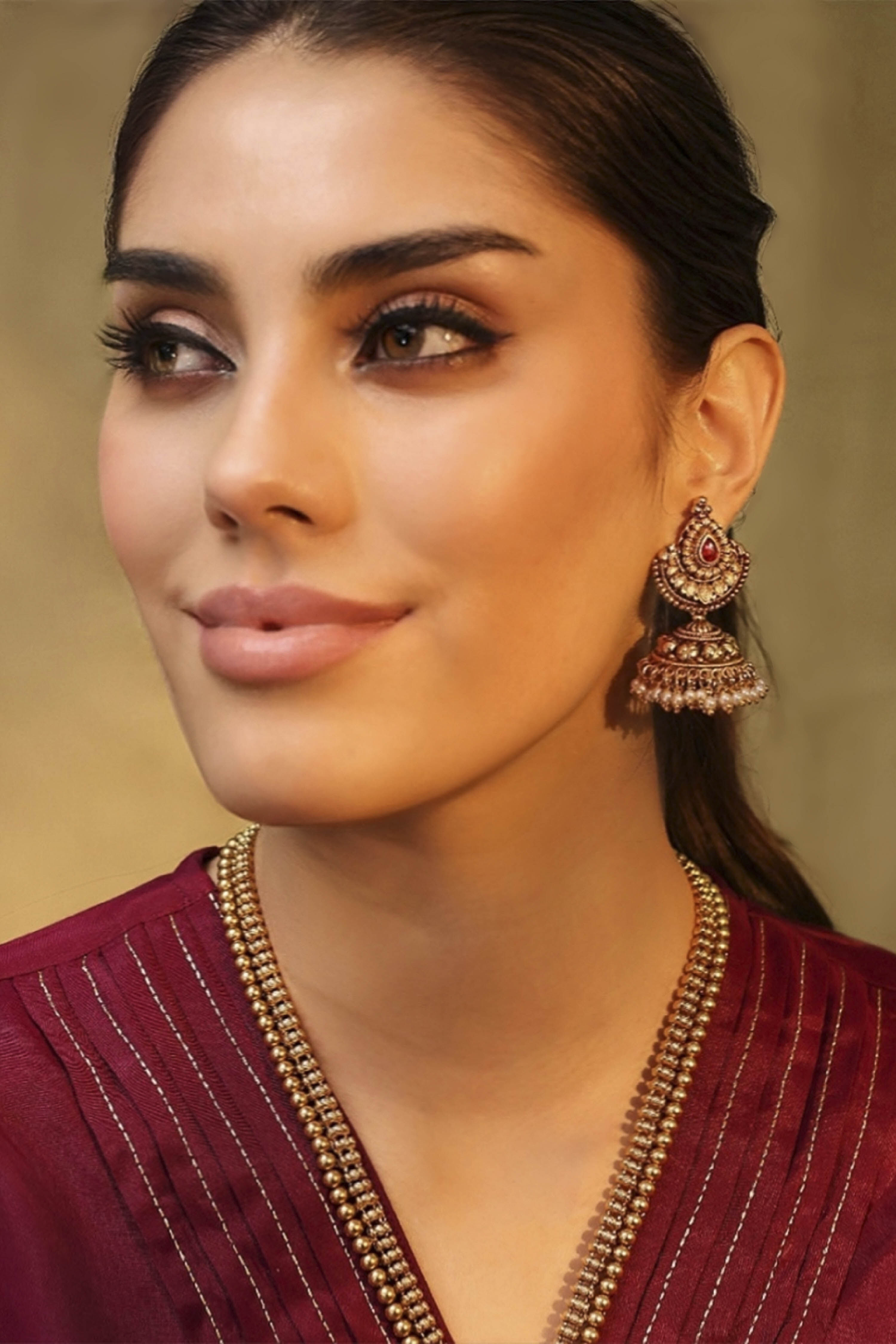 Gold Brass Temple Jhumka image number 2