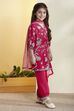 Pink Floral Printed Straight Cotton Kurta Set image number 4