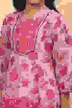 Pink Georgette Floral Printed Asymmetric Suit Set image number 1