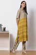 Mud Ochre LIVA A-Line Fusion Printed Kurta Set image number 5