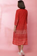 Red Rayon A-Line Printed Dress image number 5