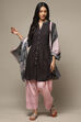 Black Rayon Straight Kurta Salwar Suit Set