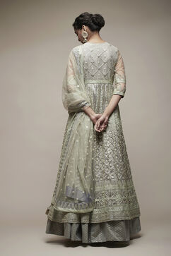 Mint Nylon Anarkali Lehenga Set image number 2