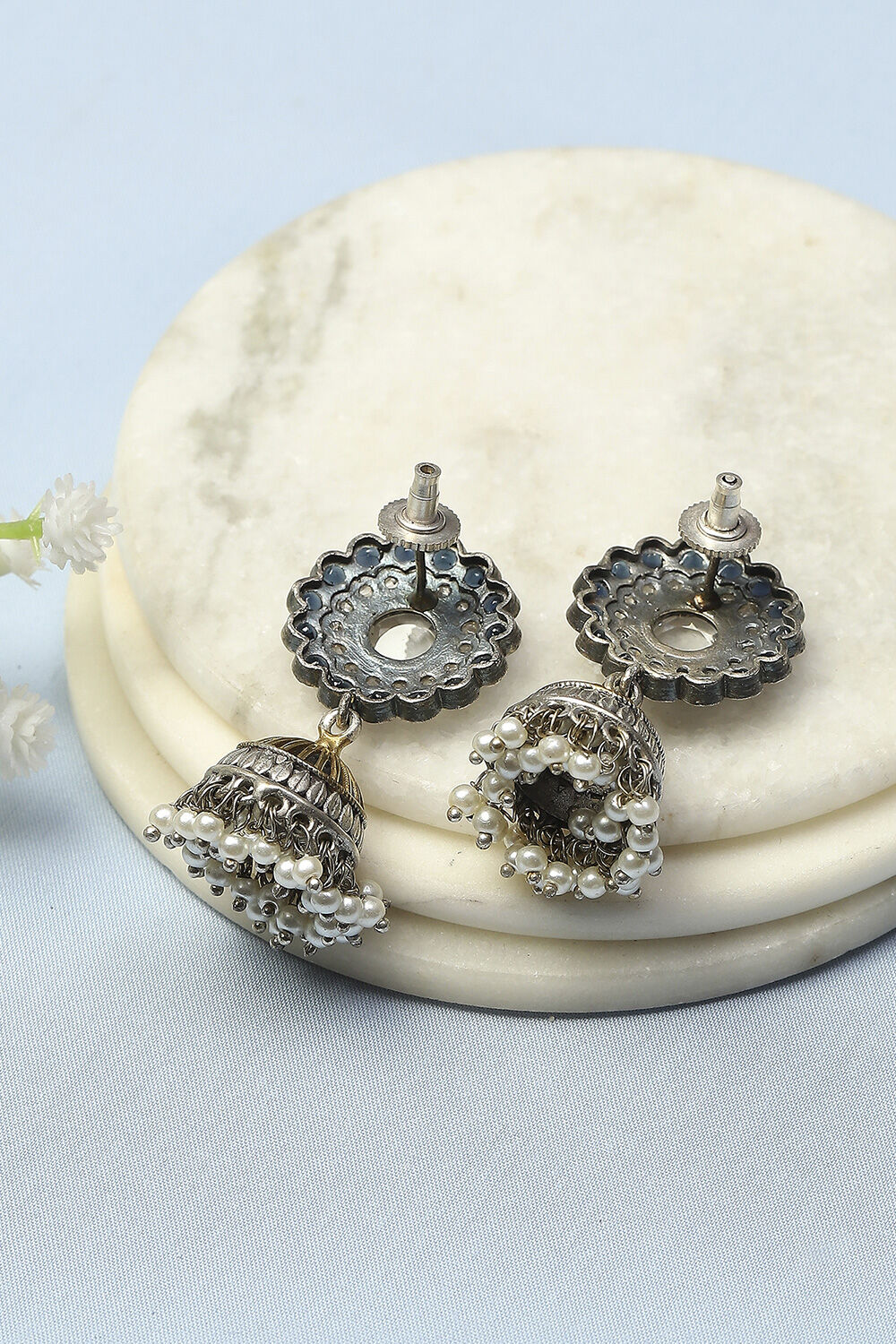 Navy Oxidised Casual Jhumka image number 2