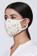 White Cotton Flax Embroidered Face Mask image number 2