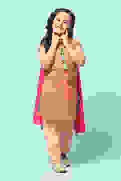 Peach Cotton Straight Printed Kurta Salwar Suit Set image number 1