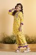 Yellow Cotton Floral Straight Kurta Set image number 3