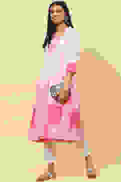 Pink LIVA Fusion Wear Set With Shrug image number 6