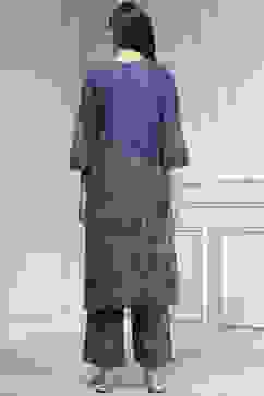 Teal Blue Cotton Printed Straight Suit Set image number 4