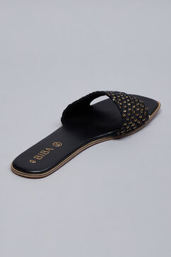 Black Sequin Embellished Slides image number 5