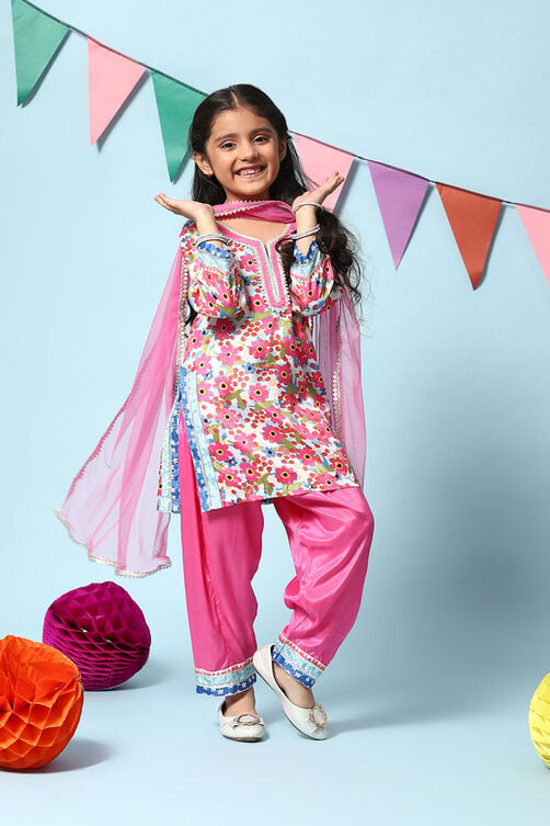Pink Viscose Straight Kurta Salwar Suit Set image number 0